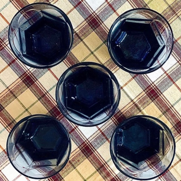VTG Anchor Hocking Courtney Blue Set of 5 Whiskey Glasses. Cobalt Blue - Picture 5 of 6